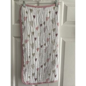 Aden + Anais Heart Dream Blanket Girls Size OS Pink White Muslin Cotton Quilted